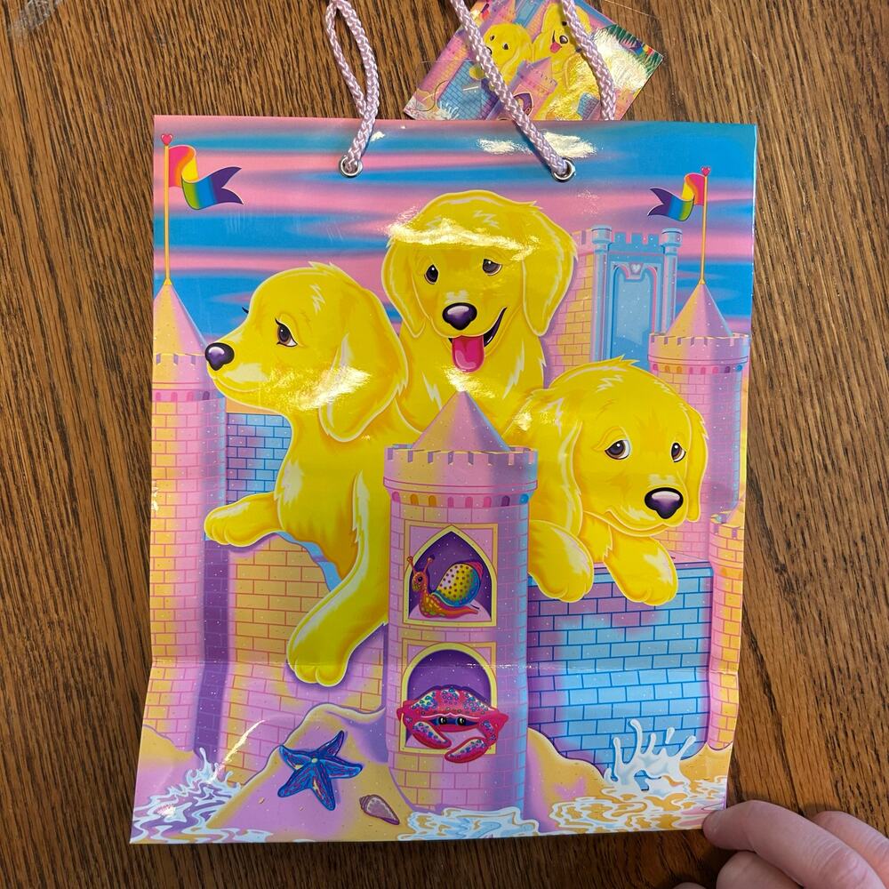 Lisa Frank Vintage Gift Bag Sandcastle Puppy with Tags 2000s Cute Crafting